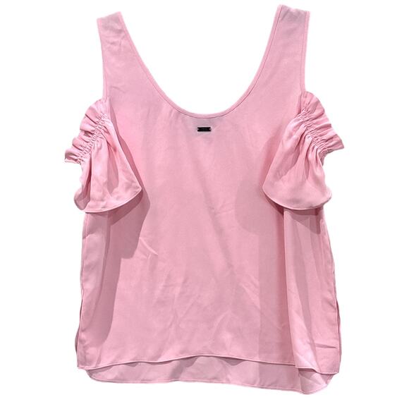 ARMANI EXCHANGE Women's Pink Ruffle Cold Shoulder Top - Picture 3 of 7